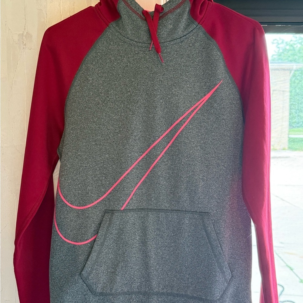 Nike Pink and Gray Hoodie with Pink Swoosh